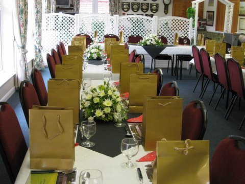 The dinner tables ready for dinner on Presidents Day.